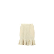 Light Weight Cotton Knit High Waist Skirt with Ruffled Hem Sand - PRE