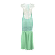 Open Back Cotton Crochet Dress Green on Green