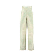 Light Weight Cotton Knit Long Wide Trousers Green