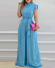 A.1 Fashion Women's Wear Blue Loose-fitting Jumpsuit