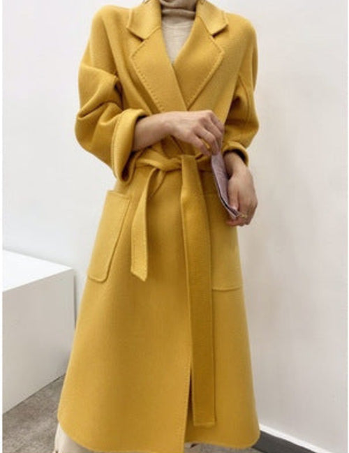 Women's Fashion Double-Sided Cashmere Water Ripple Coat – Luxury &