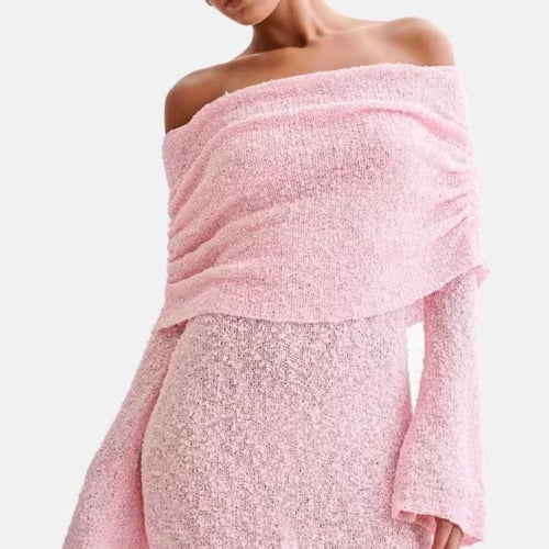 Vestido Bodycon de Punto Hombros Descubiertos