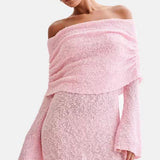 Vestido Bodycon de Punto Hombros Descubiertos