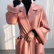 Women's Fashion Double-Sided Cashmere Water Ripple Coat – Luxury &