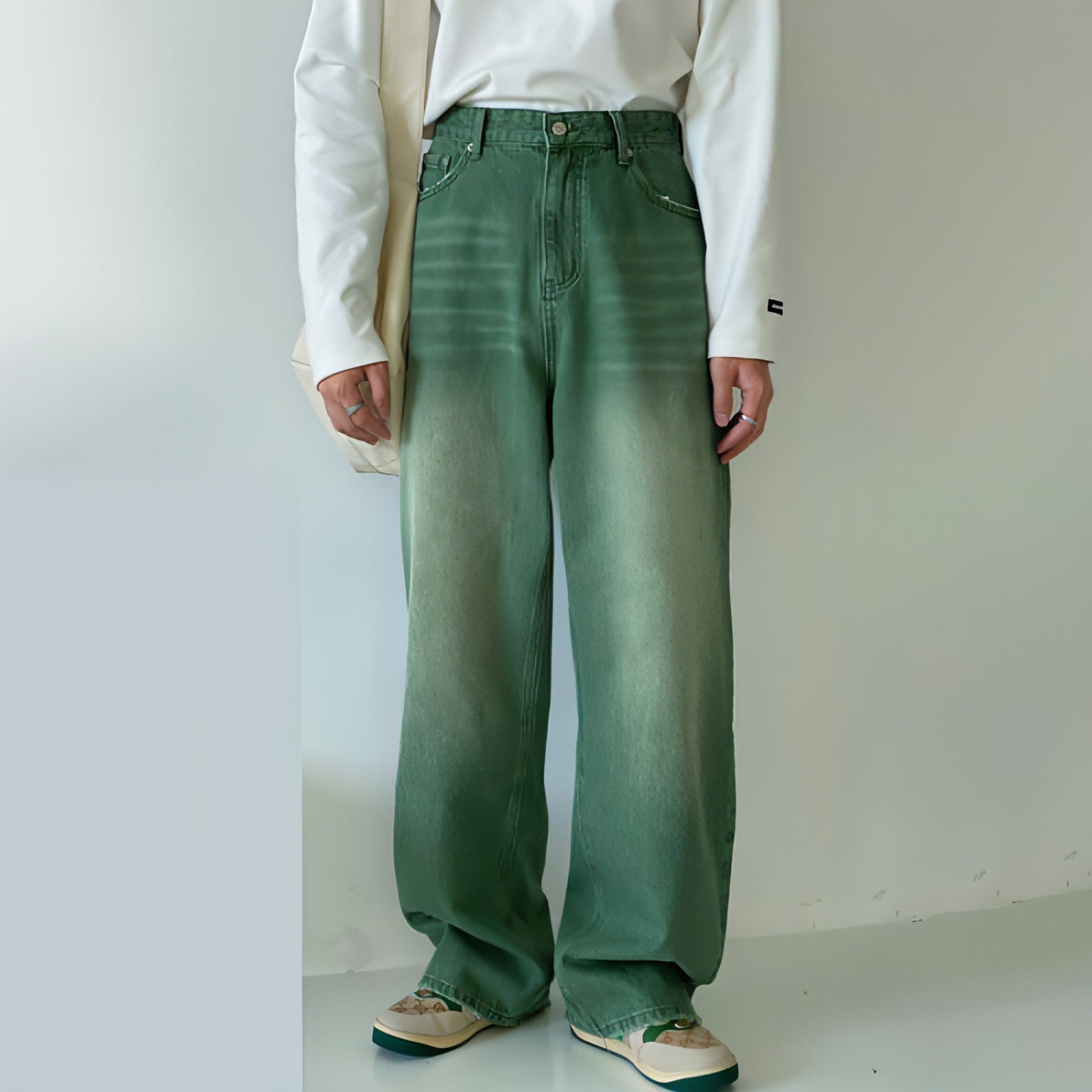 UrbanEase™ Olive men 's retro vintage jeans
