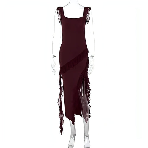 Vestido Largo sin Mangas con Flecos