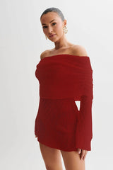 Vestido Bodycon de Punto Hombros Descubiertos