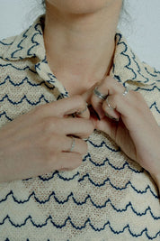 Light Weight Short Sleeve Button Up Cotton Knit Shirt Marine