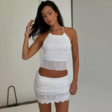 Conjunto Top Halter y Falda Plisada