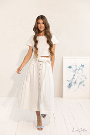 Taormina Set | Linen Crop Top and Flared Midi Skirt