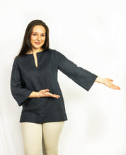 Asphalt Grey linen oversize top