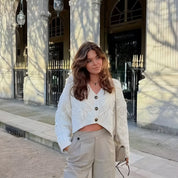 Women's White Knitted Cardigan Sweater Coat