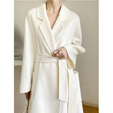Women's Fashion Double-Sided Cashmere Water Ripple Coat – Luxury &