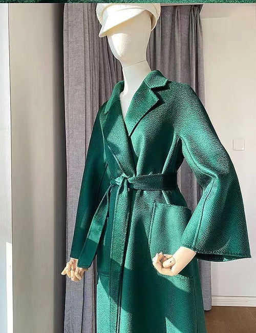 Women's Fashion Double-Sided Cashmere Water Ripple Coat – Luxury &