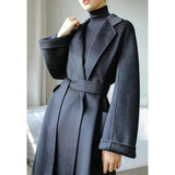 Women's Fashion Double-Sided Cashmere Water Ripple Coat – Luxury &